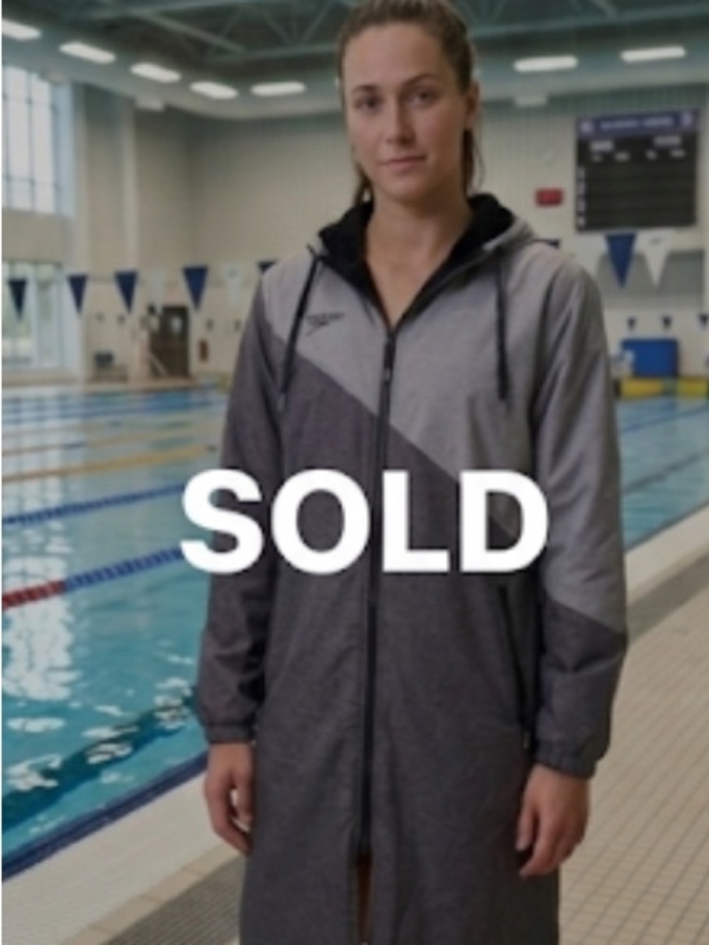 Speedo Two-Tone Gray Hooded Swim Parka size S Small